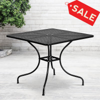 Flash Furniture CO-6-BK-GG 35.5'' Square Black Indoor-Outdoor Steel Patio Table 